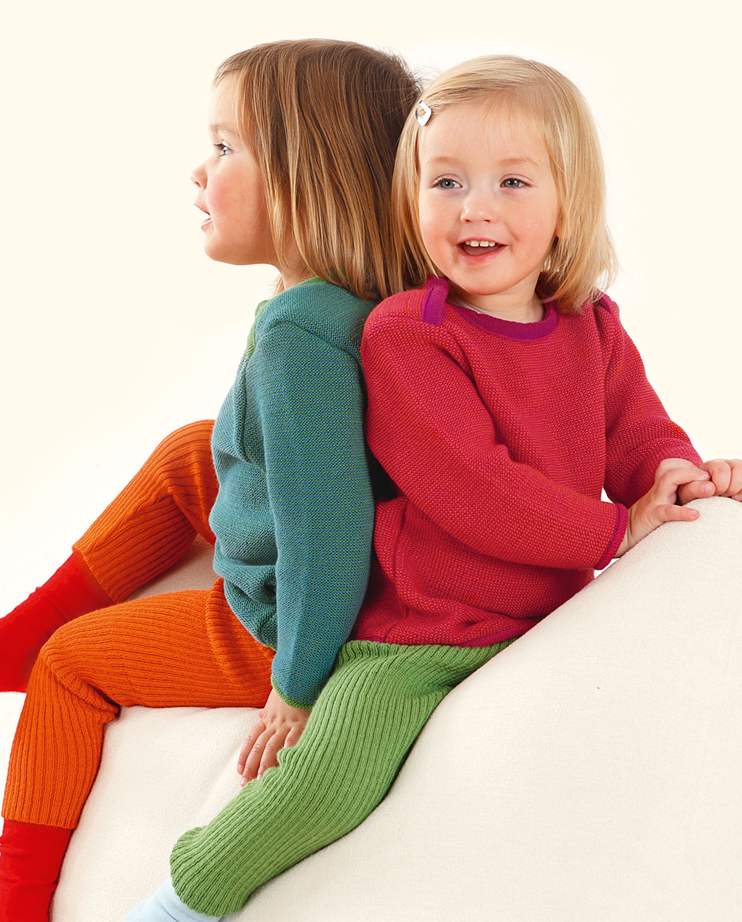 DISANA Pletené legíny merino vlna plum