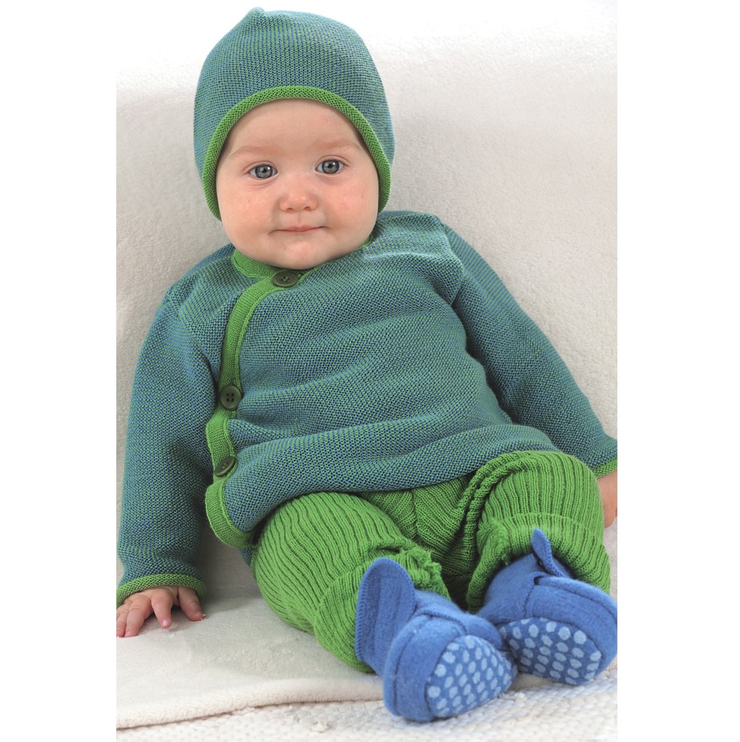 DISANA Pletené legíny merino vlna plum