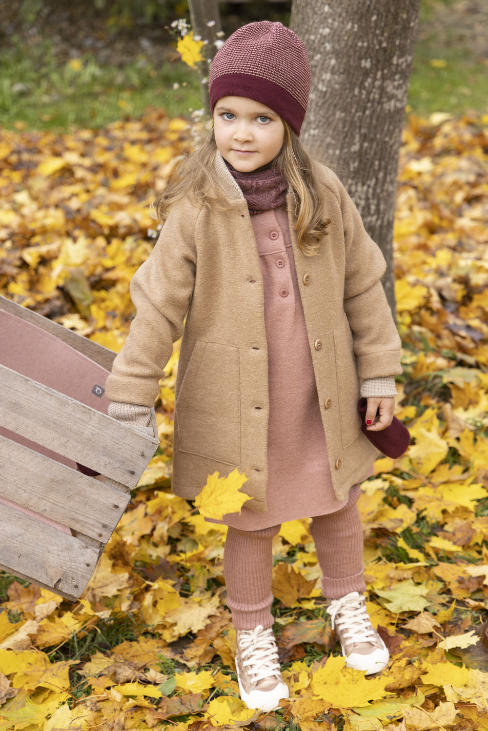 DISANA Dívčí kabát merino vlna caramel