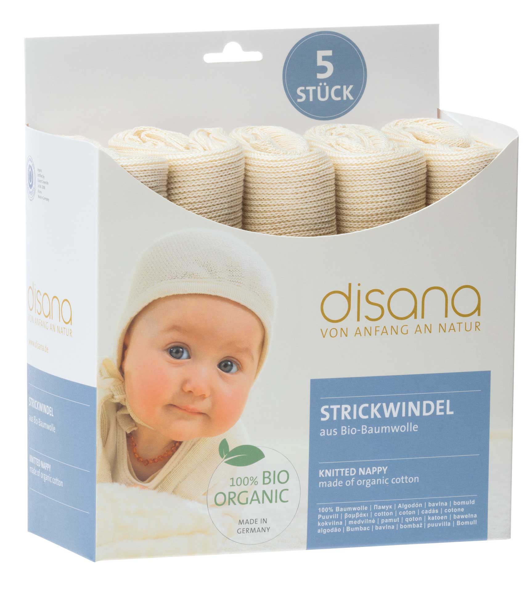 DISANA Zavazovací látková plena biobavlna natural, 5 ks