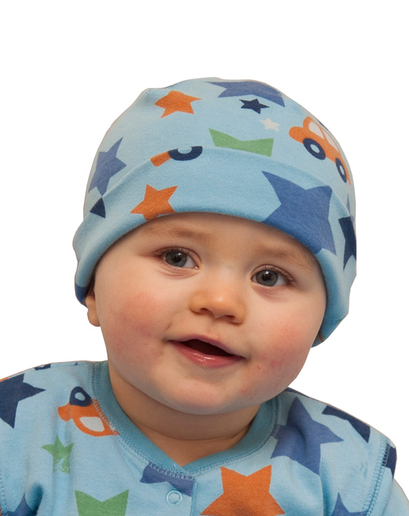FRUGI Modrá baby čepička s hvězdičkami biobavlna