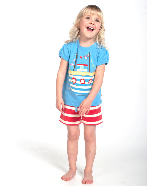 FRUGI Červené proužkované froté šortky biobavlna