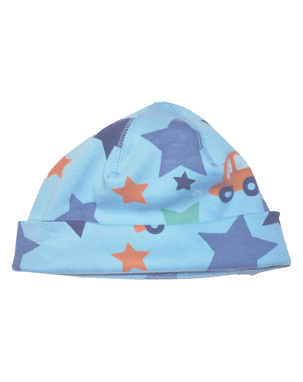 FRUGI Modrá baby čepička s hvězdičkami biobavlna