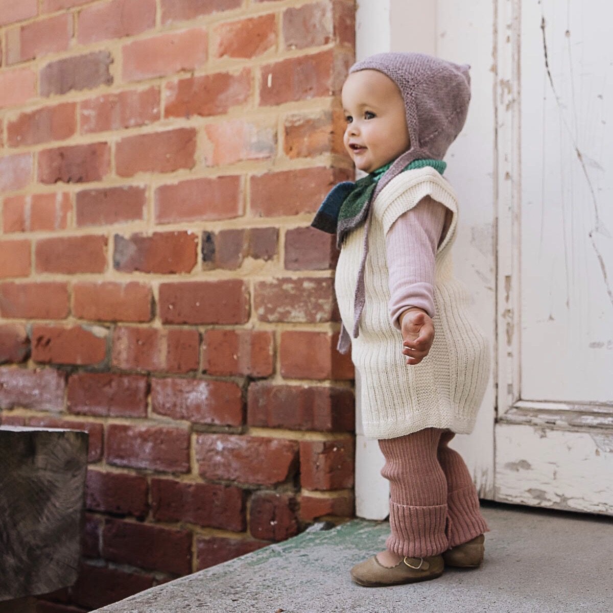 DISANA Pletené legíny merino vlna rose