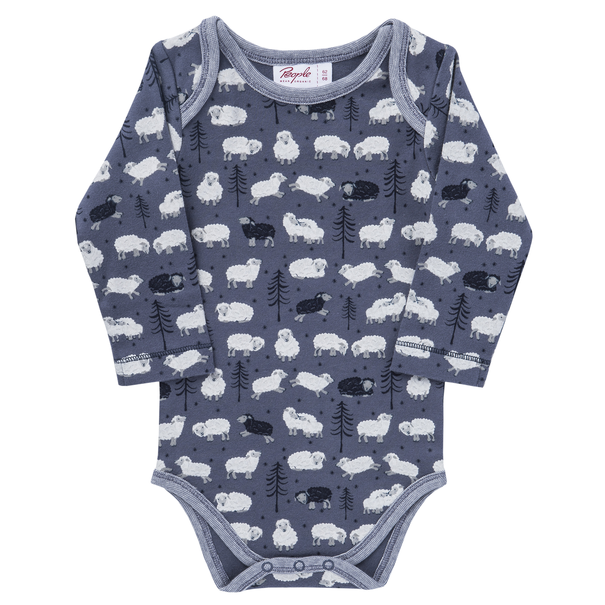 PEOPLE WEAR ORGANIC Modrošedé body s ovečkami biobavlna