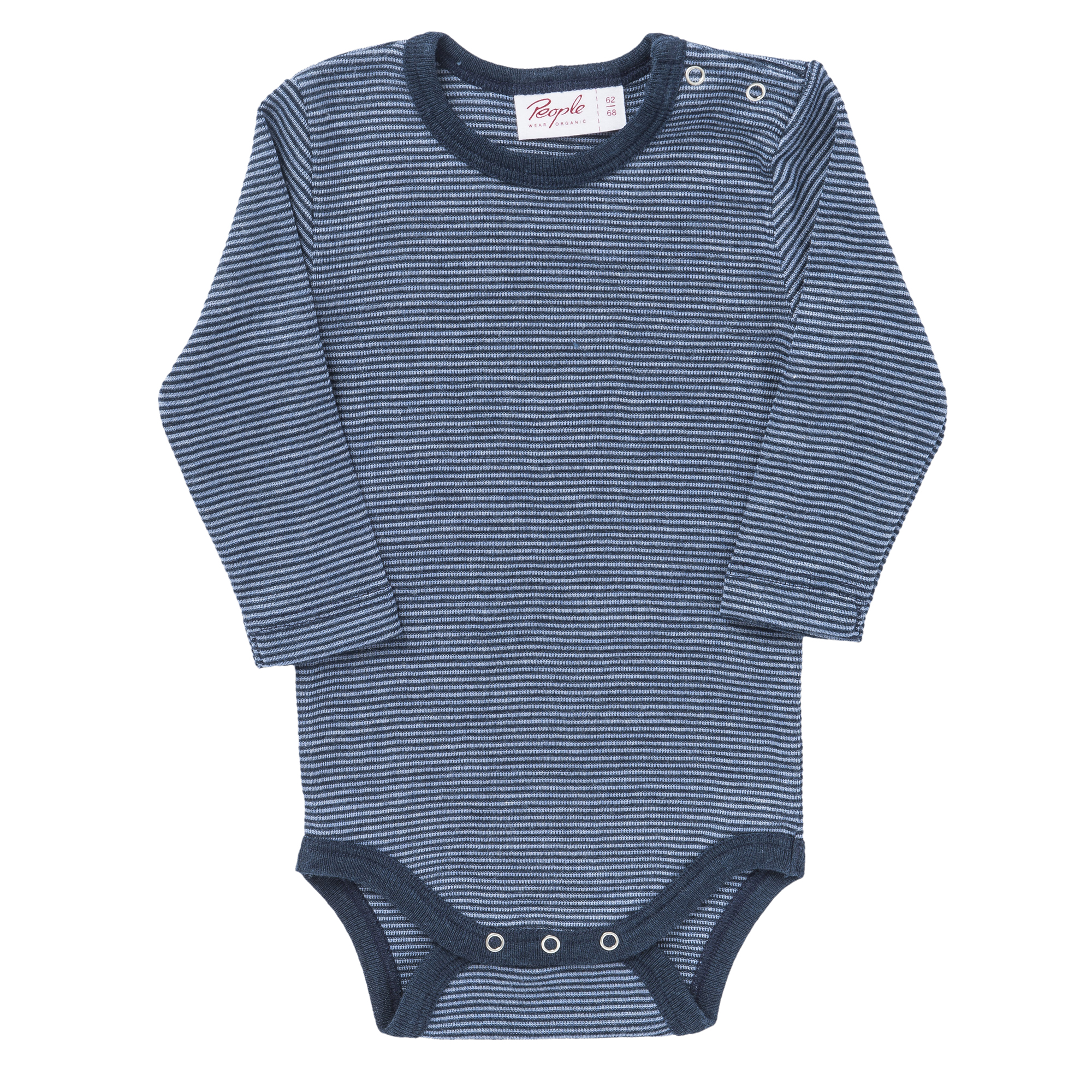 PEOPLE WEAR ORGANIC Tmavě modré proužkované body vlna/hedvábí