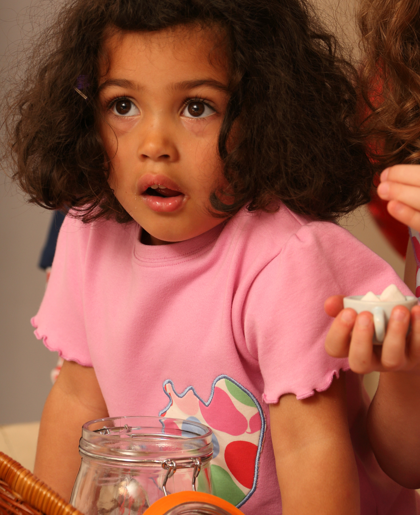 PICCALILLY Růžové tričko s šálkem čaje biobavlna