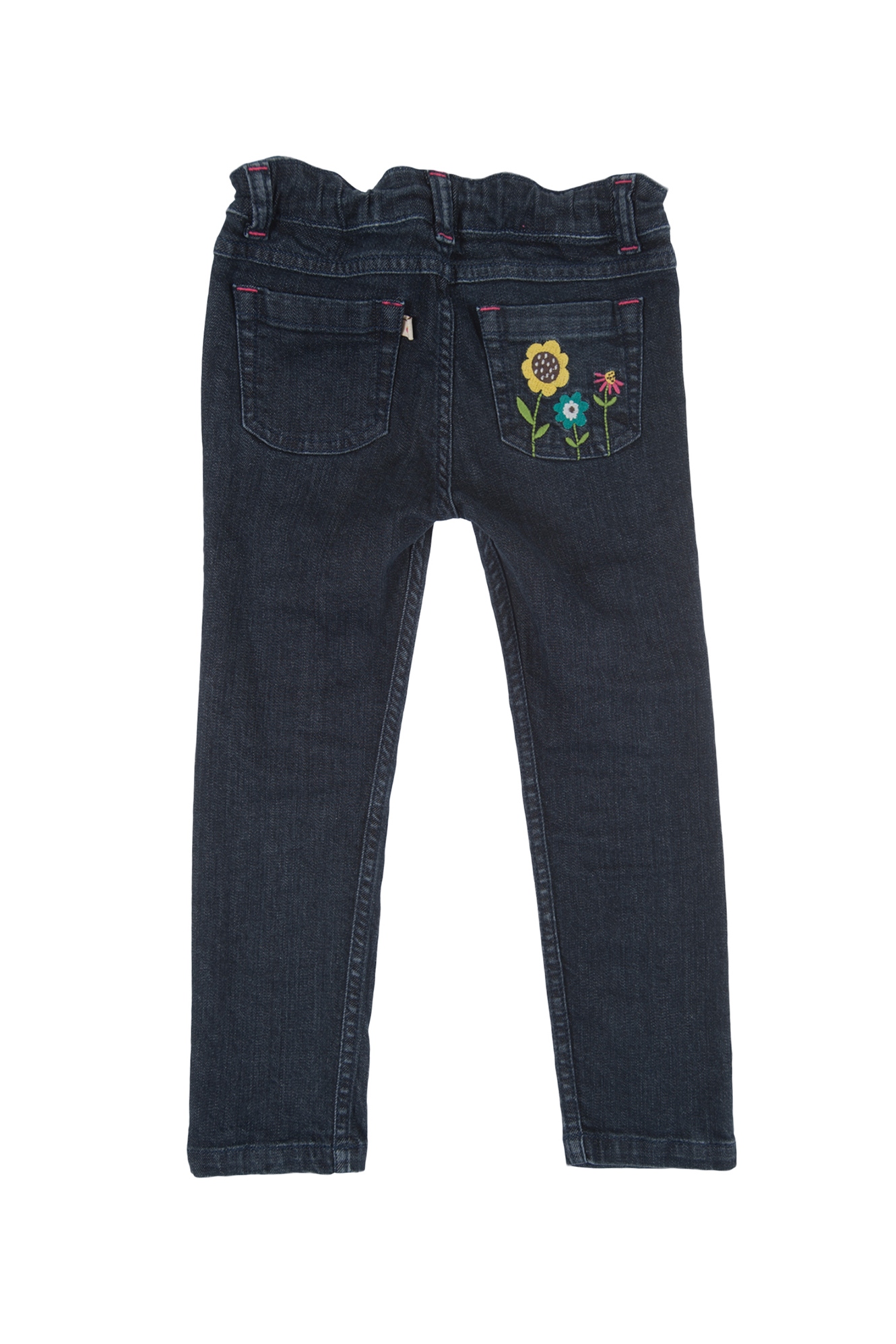 FRUGI Dívčí džíny slim biobavlna s kytičkami