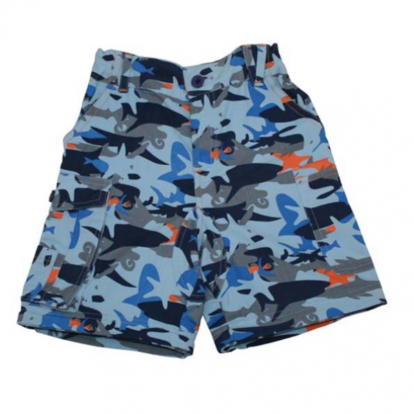 FRUGI Modré maskáčové šortky biobavlna