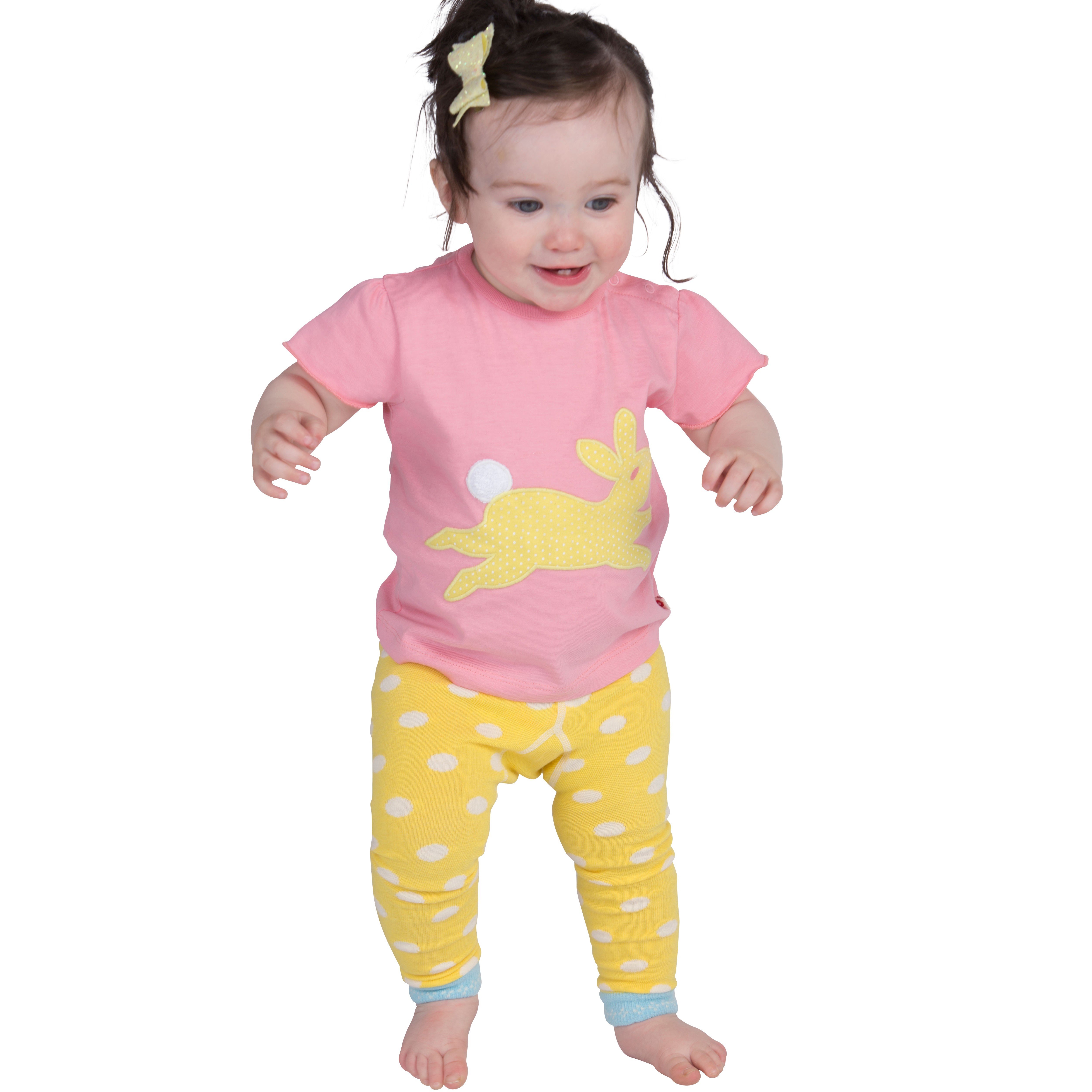 PICCALILLY Žluté puntíkaté punčocháče s jahůdkou biobavlna