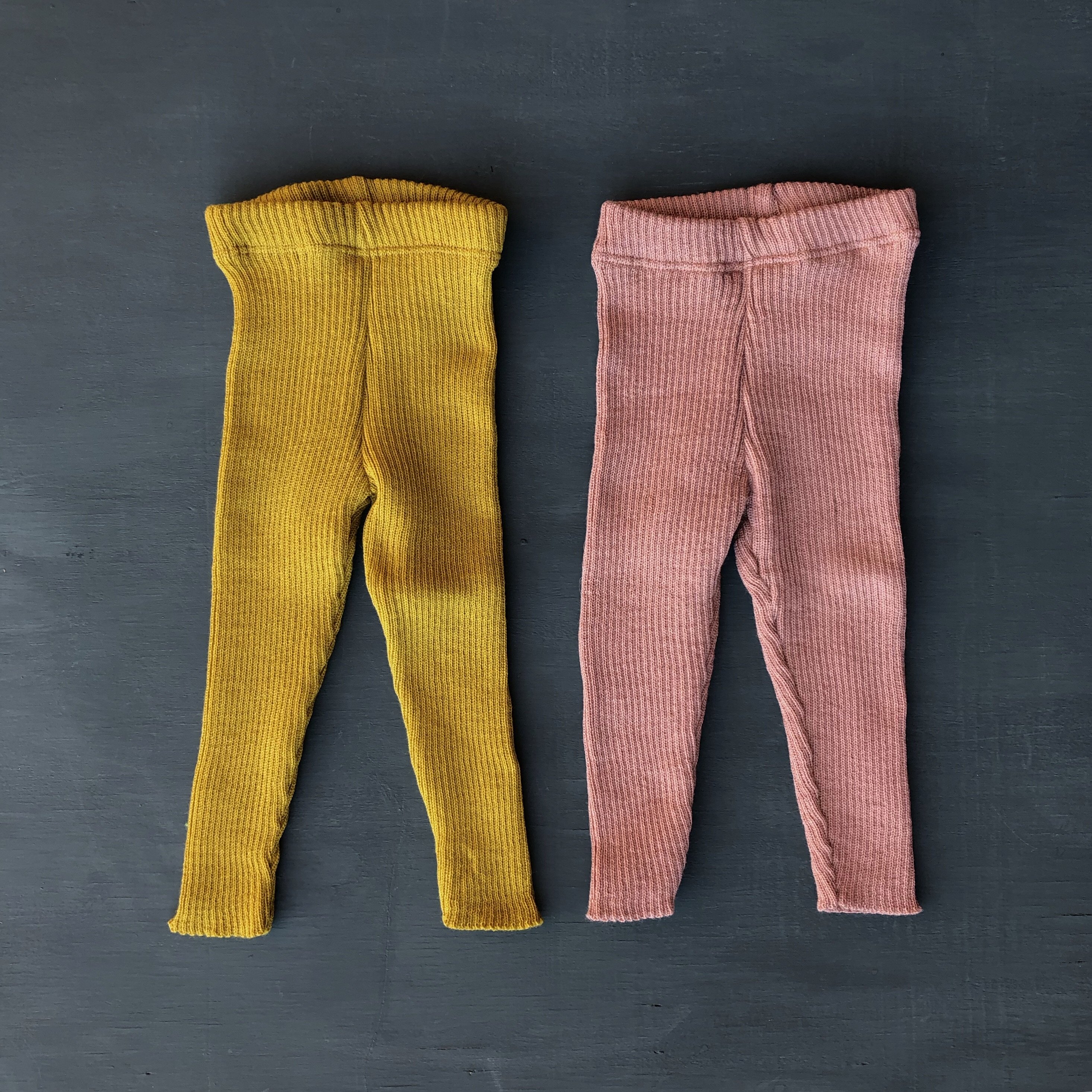 DISANA Pletené legíny merino vlna rose