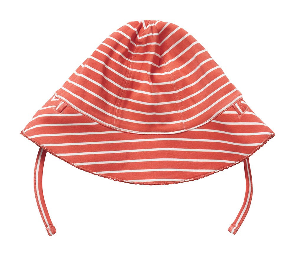 PICCALILLY Oboustranný klobouček jahůdky/kytičky biobavlna