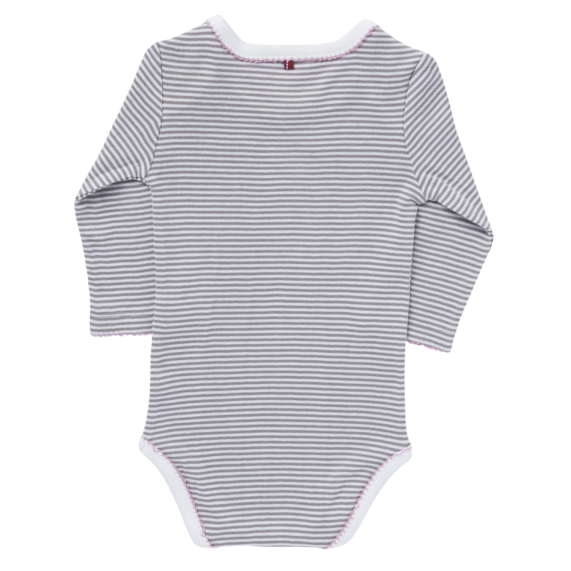 PEOPLE WEAR ORGANIC Šedé proužkované body s králíčkem biobavlna