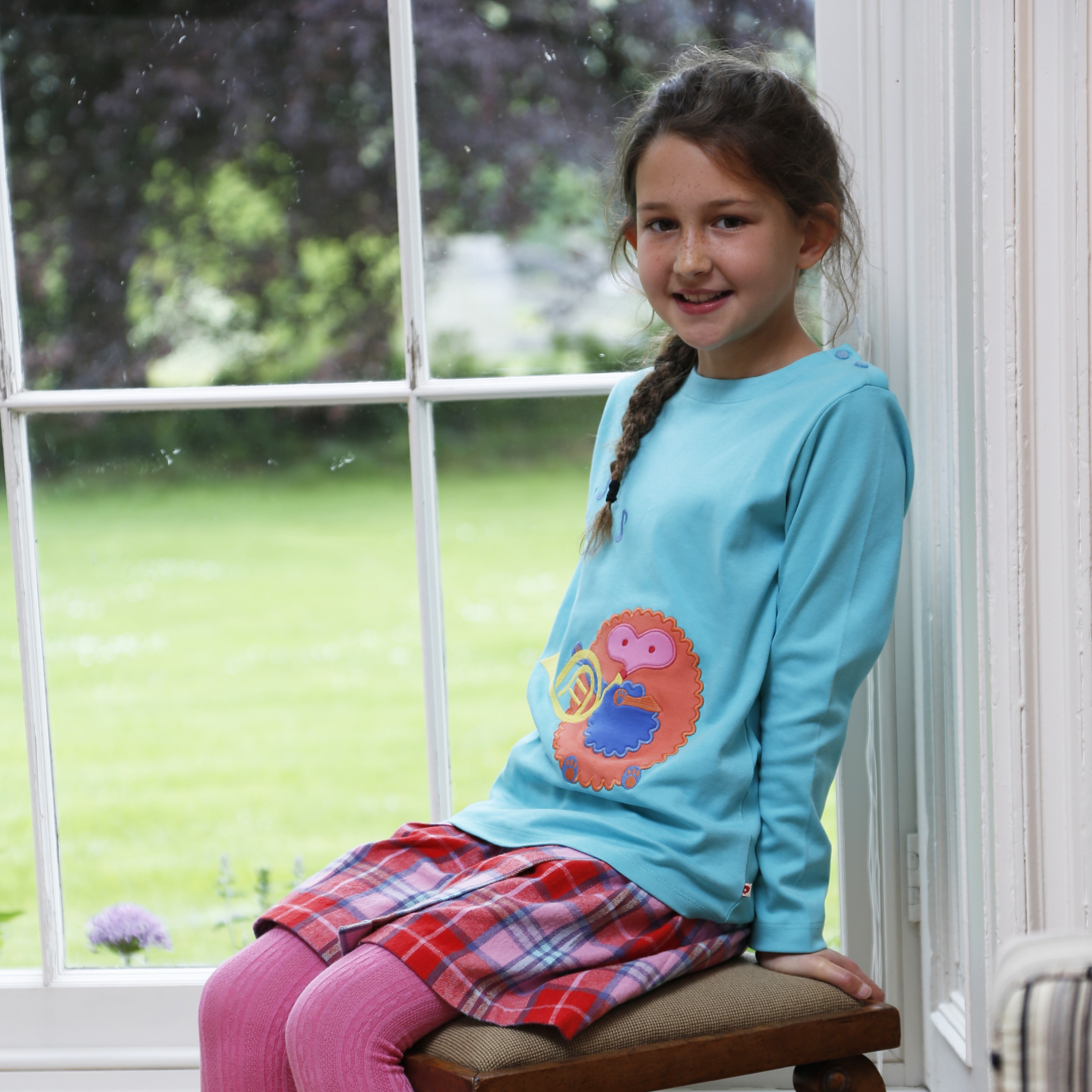 PICCALILLY Tyrkysové tričko s ježkem biobavlna