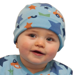 FRUGI Modrá baby čepička s hvězdičkami biobavlna